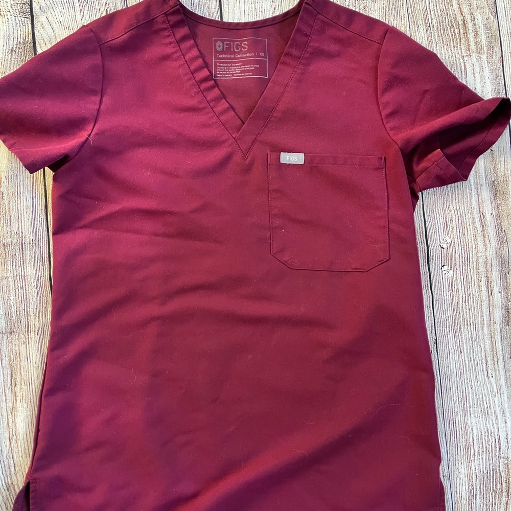 Figs burgundy scrub set xs - Picture 3 of 8
